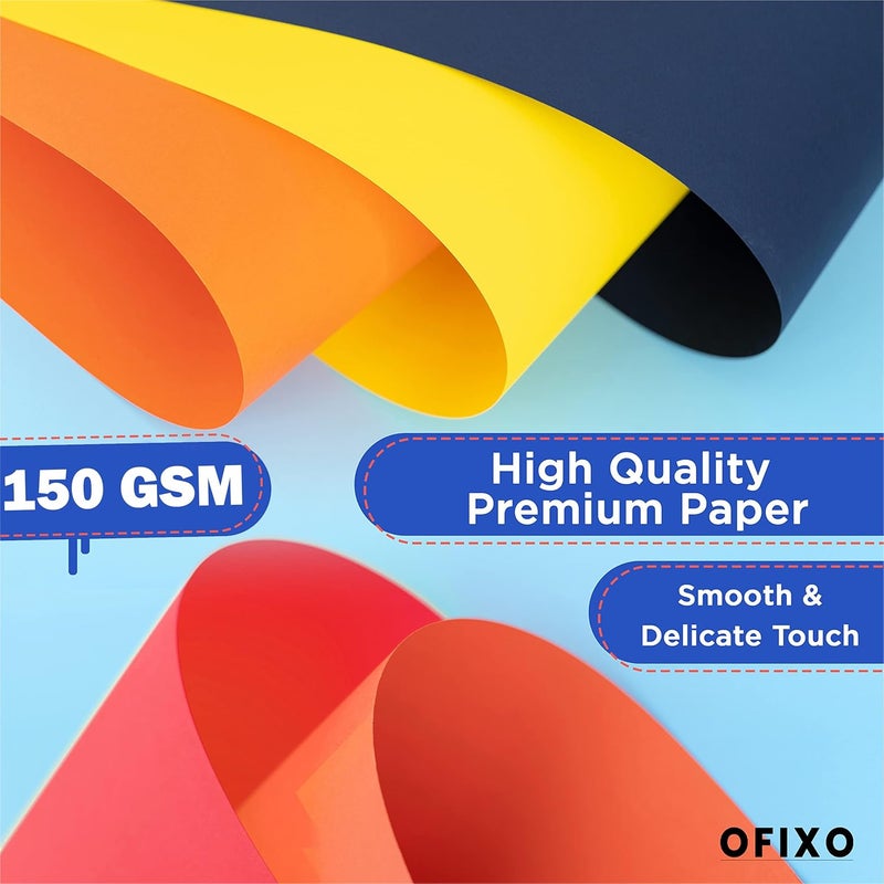 OFIXO Color Paper A4 Colored 150 GSM Sheets Art and Craft Paper Sheets Double Sided Colored Smooth Finish (50 Sheets) - Image 4