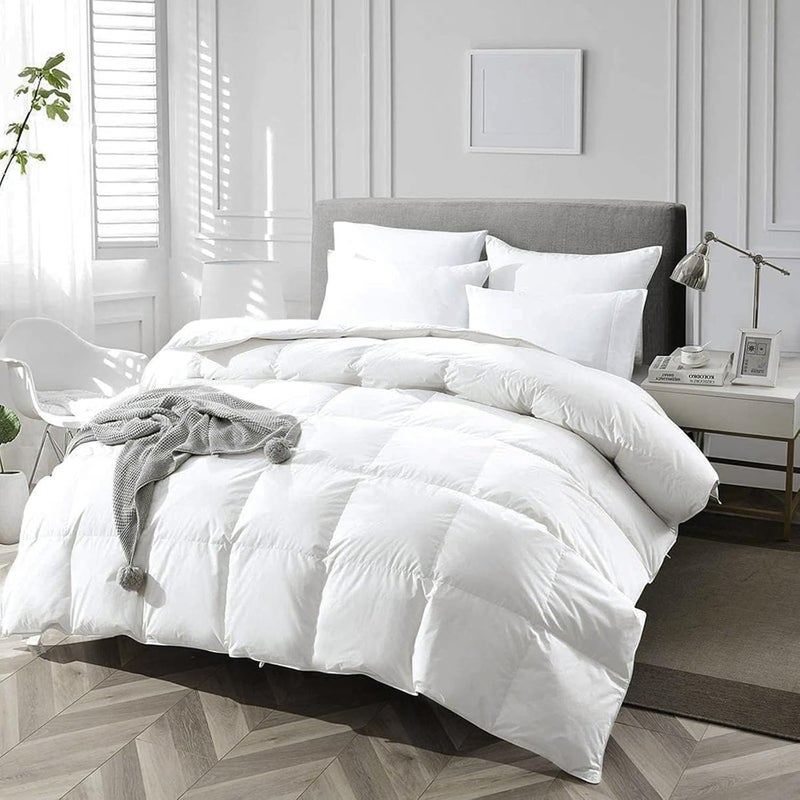 APSMILE Luxury 100% Organic Cotton All Season Down Feather Fibers Comforter Twin Size Duvet Insert, Fluffy Fill Power 34oz Medium Warmth Bed Comforter (68x90, Ivory White) - Image 2
