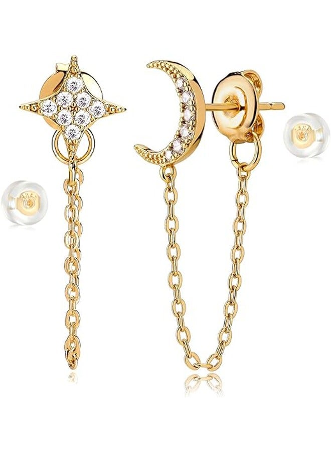 Mevecco Women Huggie Hoop Earrings Gold Ear Stud Cuff 14K Gold Filled Small Boho Beach Simple Delicate Handmade Hypoallergenic Jewelry Gift - Image 1