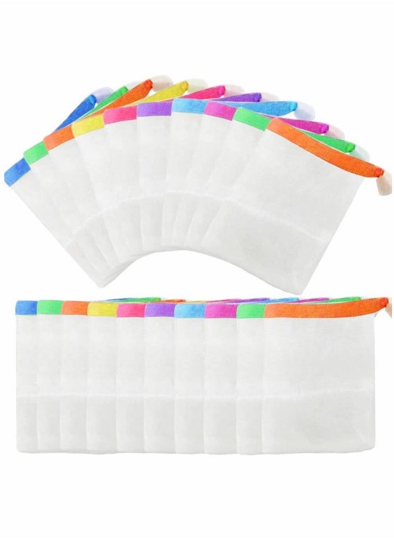 Y&D 20 Pack Handmade Soap Bubble Mesh Bags, Exfoliating Bag, Double Layer Foam Net Saver Pouch Bags Body Facial Cleaning Tool(Assorted Colors)  - Image 1