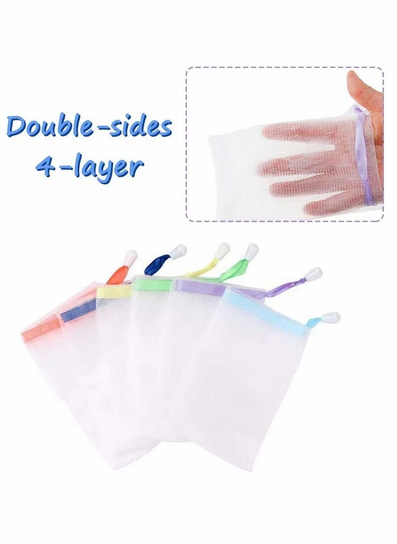 Y&D 20 Pack Handmade Soap Bubble Mesh Bags, Exfoliating Bag, Double Layer Foam Net Saver Pouch Bags Body Facial Cleaning Tool(Assorted Colors)  - Image 4
