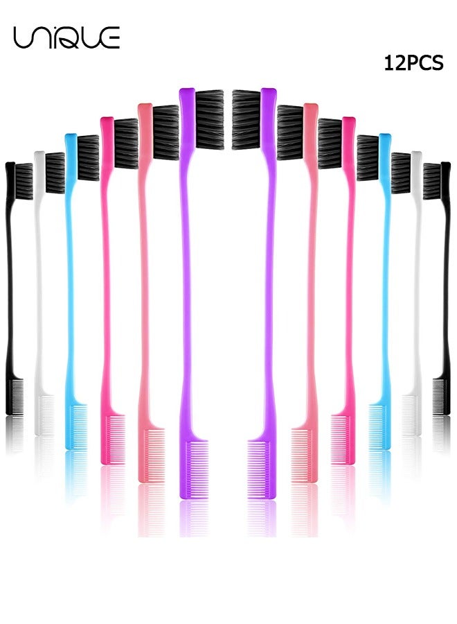 Unique 12 Pieces Natural Styling Eyebrow and Hair Combs, Double Sided Control Brush Eyelashes Grooming Comb Hairdressing Tools Double Head Eyebrow Brush Makeup Brush Eyebrow Brush - Image 1