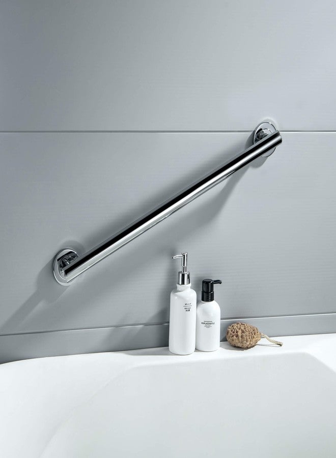 KIBI 24 Inch Stainless Steel Grab Bar for Bathtubs and Showers | Straight Shaped Grab Bar, Shower Safety Bathroom Grab Bars for Seniors, Anti Slip Shower Handles for Elderly, Wall Mount, Chrome - Image 2