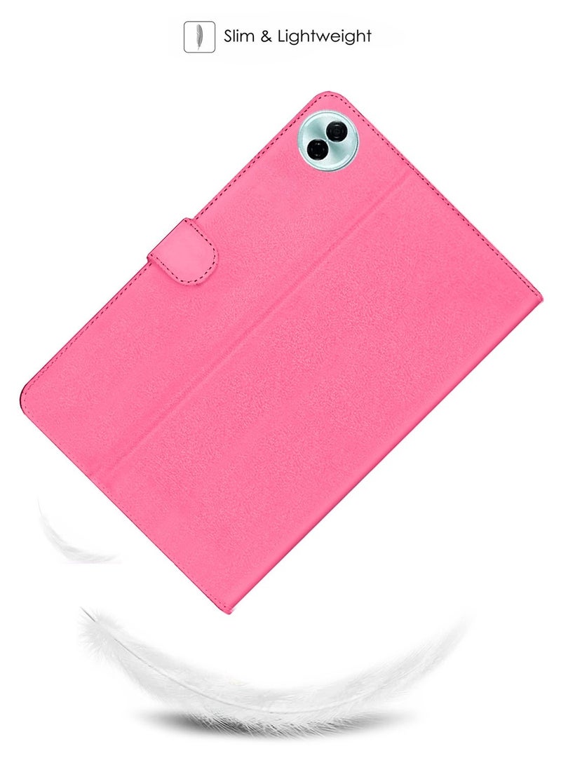 OMAKER حافظة ذكية فاخرة من الجلد مع غطاء واقي كامل مع قاعدة مغناطيسية لجهاز Honor Pad 10 12.1 بوصة 2025 - وردي فوشيا - Image 4