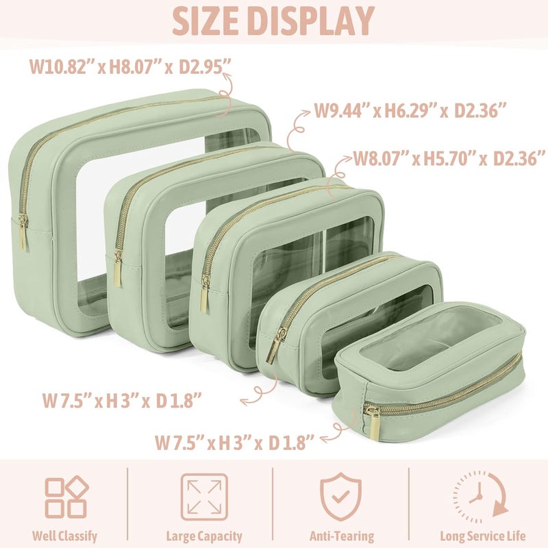 YOPCDJ 5 Pack Clear Toiletry Bag,TSA Approved Travel Makeup Pouch with Zipper for Cosmetics and Toiletries，Diaper Bag Organizer Pouch Set,Purse Organizer for Christmas Women Gift - Image 3