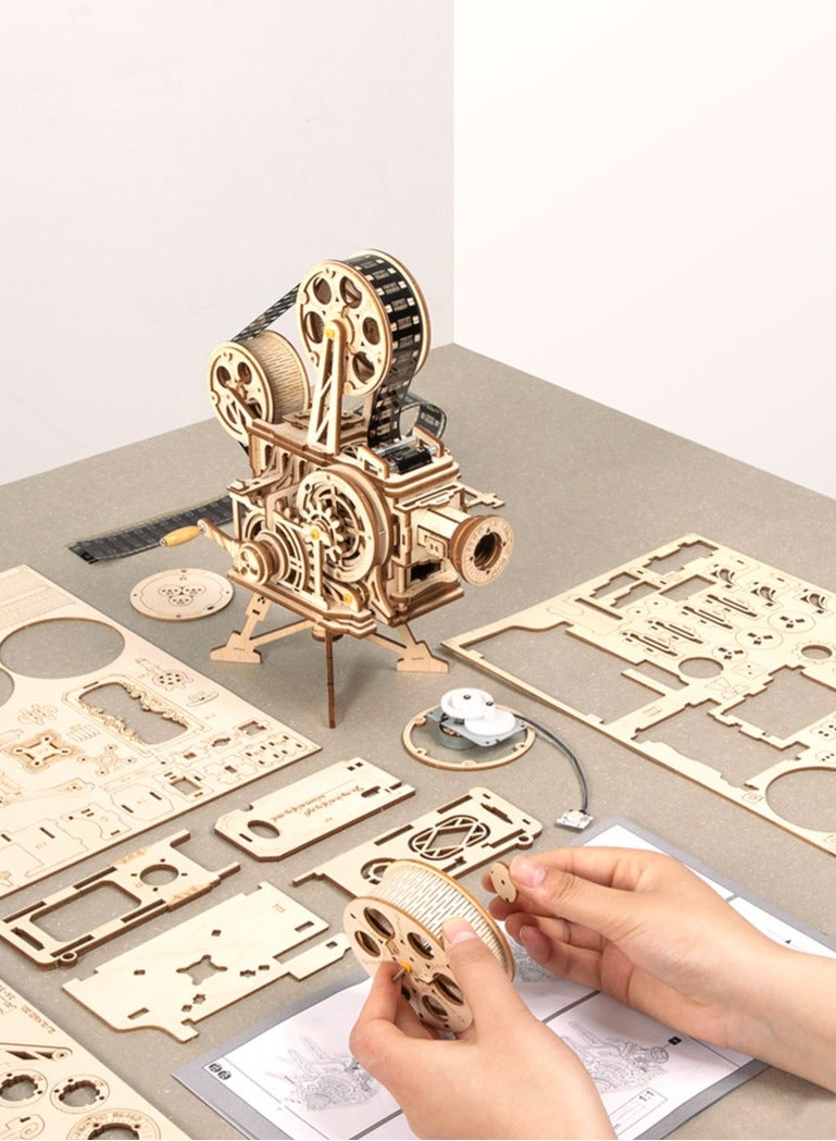 روبوتايم ROKR جهاز عرض فيلم فيتاسكوب LK601، ألغاز خشبية ثلاثية الأبعاد للبالغين/المراهقين، ديكور منزلي مبتكر، هدية فريدة للهوايات الحرفية للبالغين/المراهقين - Image 4