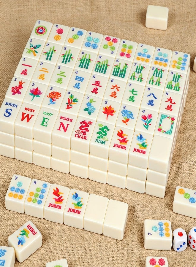 Entallor 166 American Mahjong Tile Set with Storage Bag & Dice, 1.2" Mini White 3D Engraved Melamine Mahjong Tiles for Adults, Friends and Family Game Night, Travel Size Chinese Game Gifts - Image 2