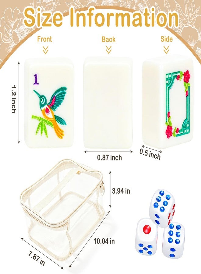 Entallor 166 American Mahjong Tile Set with Storage Bag & Dice, 1.2" Mini White 3D Engraved Melamine Mahjong Tiles for Adults, Friends and Family Game Night, Travel Size Chinese Game Gifts - Image 4