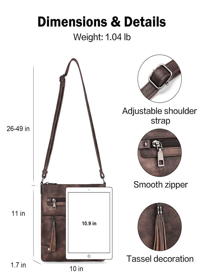 FADEON Crossbody Purses for Women Crossbody Bag, Designer Multi Pockets Shoulder Handbag Travel Purses with Tassel Coffee - Image 4