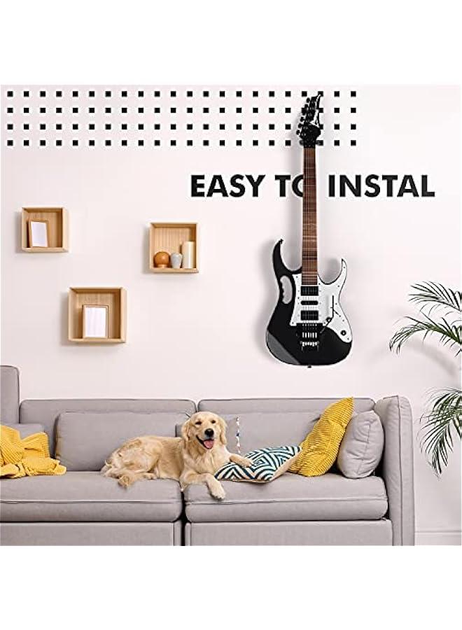 Beauenty Guitar Wall Hooks – Display Mount Hangers for Electric & Acoustic Guitars, Bass & Banjo | Pack of 2 Brackets with Screws & Guitar Pick | Adjustable Soft Padded Sponge Holder Supports - Image 3