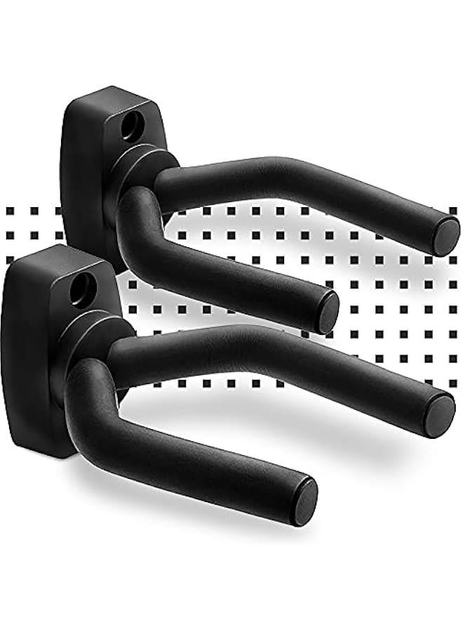 Beauenty Guitar Wall Hooks – Display Mount Hangers for Electric & Acoustic Guitars, Bass & Banjo | Pack of 2 Brackets with Screws & Guitar Pick | Adjustable Soft Padded Sponge Holder Supports - Image 2