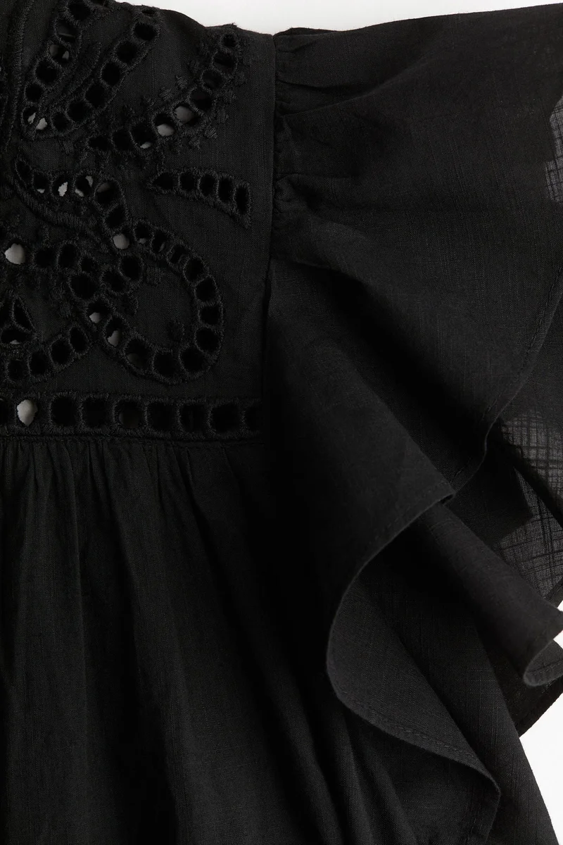 H&M Flutter-sleeve dress with broderie anglaise