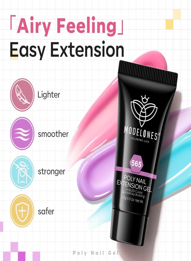 modelones Poly Gel Set 6 Colors Spring Pastel Macaron Collection Nail Extension Kit Pink Yellow Blue Builder Nail DIY Manicure Salon at Home - Image 5