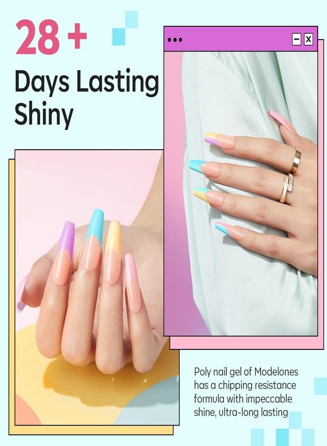 modelones Poly Gel Set 6 Colors Spring Pastel Macaron Collection Nail Extension Kit Pink Yellow Blue Builder Nail DIY Manicure Salon at Home - Image 2