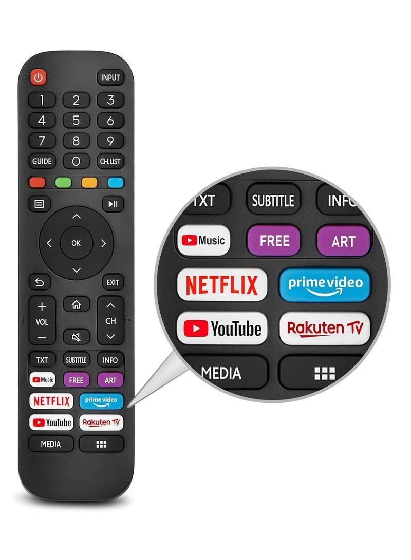 بديل عالمي لـ -vidaa-tv-remote ، جهاز التحكم عن بعد بالأشعة تحت الحمراء الجديدة EN2G30H/EN2A30 ، مع Netflix ، Prime Video ، YouTube ، Rakuten TV Buttons