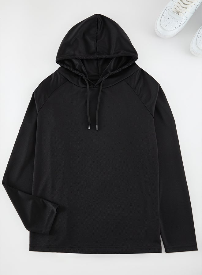 trendyol Black Regular Cut Technical Fabric Hooded Sports Sweatshirt - Image 1
