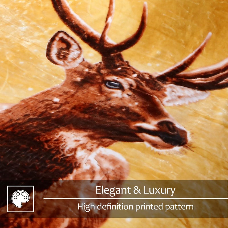 JYK Fleece Blanket King 83'' x 91'', Medium Thick and Warm Blanket for Winter, Soft Fuzzy Plush Bed Blanket King Size 5.7 LB, Soft Fuzzy Microfiber Blanket - Deer/Elephant - Image 4