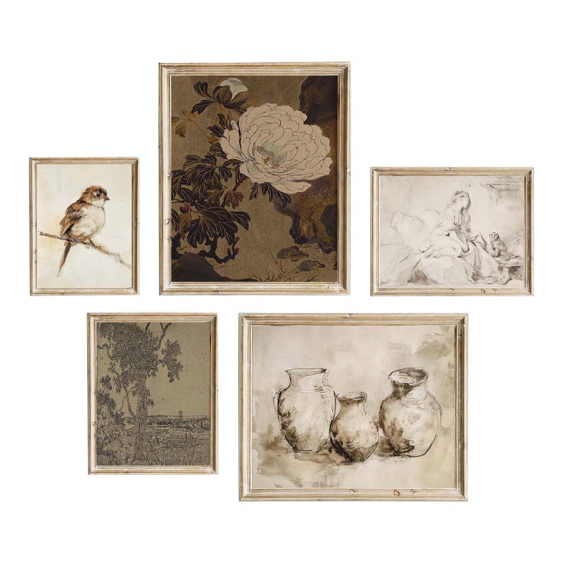 SHEWANT ART Vintage Rustic Wall Decor: Aesthetic Farmhouse Botanical Painting, Eclectic French Country Wall Collage Kit for Living Room, Dorm Gallery Home Decor, Unframed - Image 1