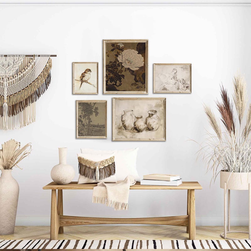 SHEWANT ART Vintage Rustic Wall Decor: Aesthetic Farmhouse Botanical Painting, Eclectic French Country Wall Collage Kit for Living Room, Dorm Gallery Home Decor, Unframed - Image 2