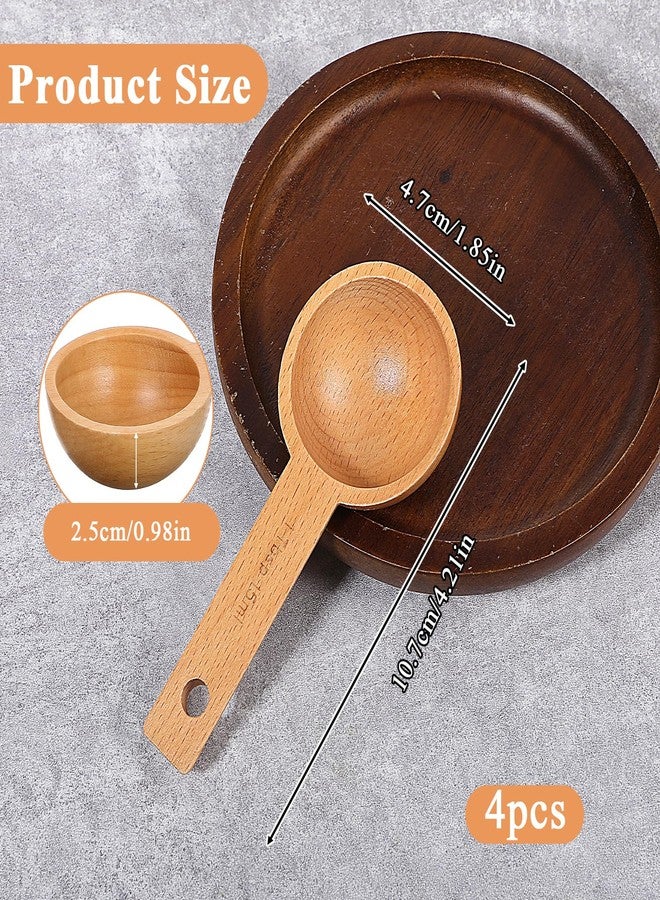 EupHHonycs 4 PCS Wooden Measuring Spoons Coffee Measuring Scoop Wooden Scoops for Jars 1 Tablespoon Beech Coffee Scoop Small Sugar Scoops for Canister for Ground Coffees Beans Sugar Tea Bath Salt Containers - Image 2