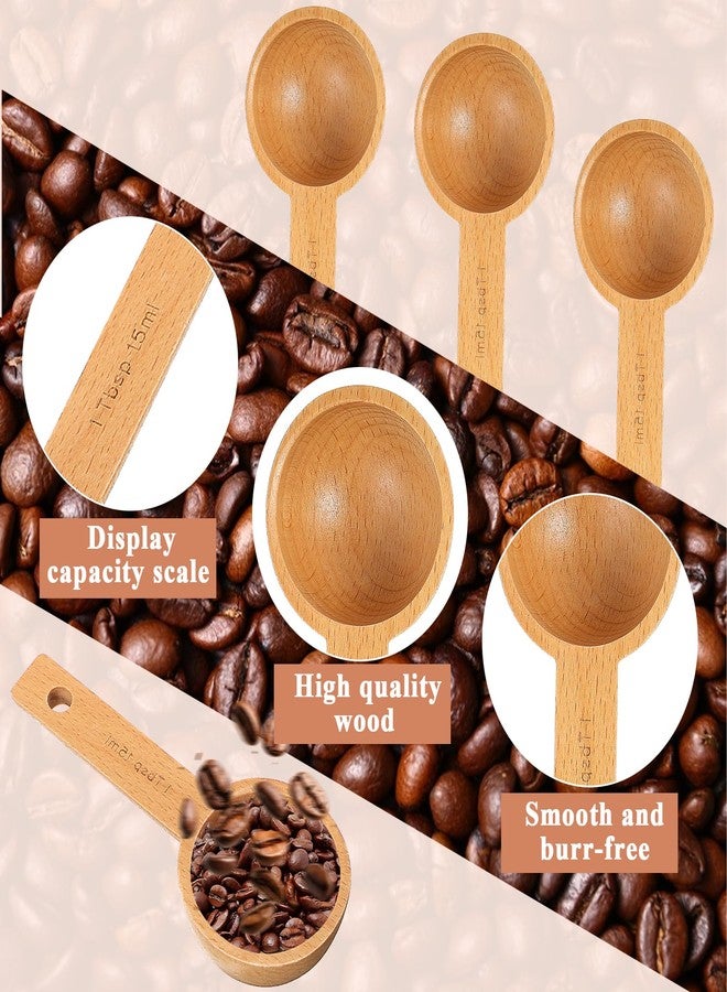 EupHHonycs 4 PCS Wooden Measuring Spoons Coffee Measuring Scoop Wooden Scoops for Jars 1 Tablespoon Beech Coffee Scoop Small Sugar Scoops for Canister for Ground Coffees Beans Sugar Tea Bath Salt Containers - Image 3