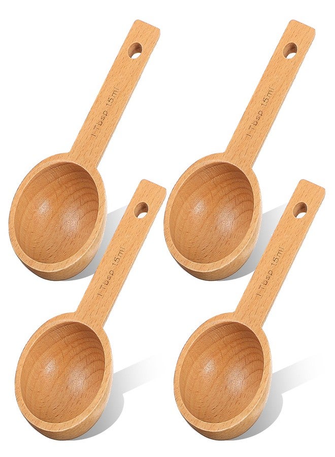 EupHHonycs 4 PCS Wooden Measuring Spoons Coffee Measuring Scoop Wooden Scoops for Jars 1 Tablespoon Beech Coffee Scoop Small Sugar Scoops for Canister for Ground Coffees Beans Sugar Tea Bath Salt Containers - Image 1