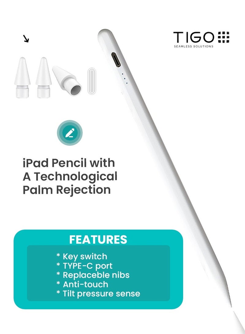 T I G O iPad Pencil / Stylus Pen for iPad (2025-2018) with Palm Rejection & Magnetic absorption, Active Pencil for iPad A16/10/9/8/7/6, iPad Pro 11/12.9/13, Air 13/10.9/10.5, Mini, with fast charging & Keyboard Case for iPad A16 11th Gen (2025) & 10.9 10th Gen (2022) with Trackpad, English & Arabic keys, Magnetic Detachable Backlit keyboard, Adjustable Stand for Portrait/Landscape Dual use, 7 color Backlit Keyboard for iPad 11th A16, 2025 & iPad 10th 10.9” 2022 Bundle - Image 2