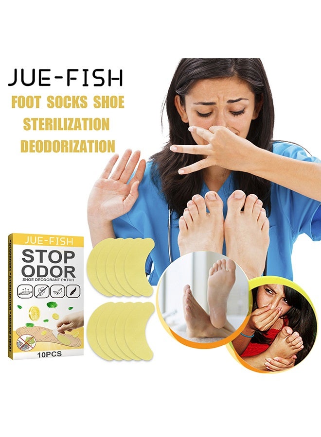 جوي فيش إيقاف رقعة مزيل العرق للأحذية الرائحة ، نضارة مريحة طويلة الأمد مزيل رائحة القدم ، رقيق جدا تنفس الحذاء رائحة التصحيح 10 قطع - Image 5