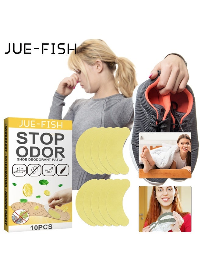 جوي فيش إيقاف رقعة مزيل العرق للأحذية الرائحة ، نضارة مريحة طويلة الأمد مزيل رائحة القدم ، رقيق جدا تنفس الحذاء رائحة التصحيح 10 قطع - Image 1