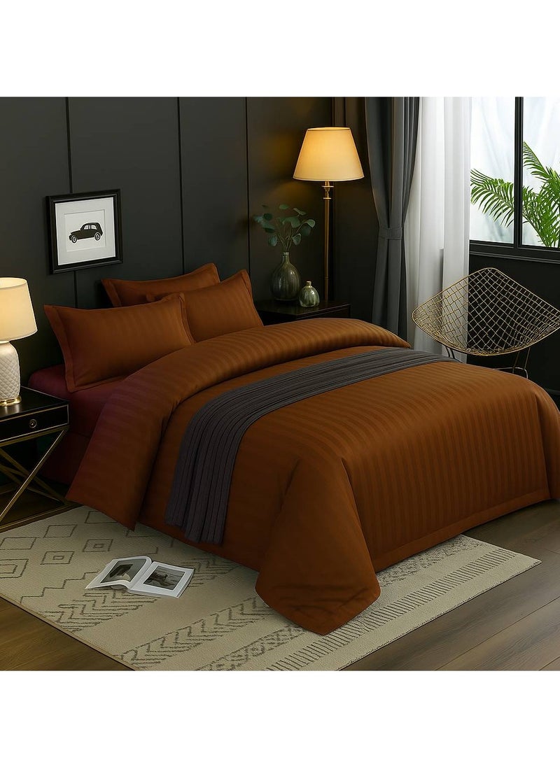MAXQON 6-Piece Duvet Cover Set – Includes 1 Duvet Cover, 1 Fitted Sheet & 4 Pillowcases – King/Queen/Single Sizes, Color Brown  - Image 3
