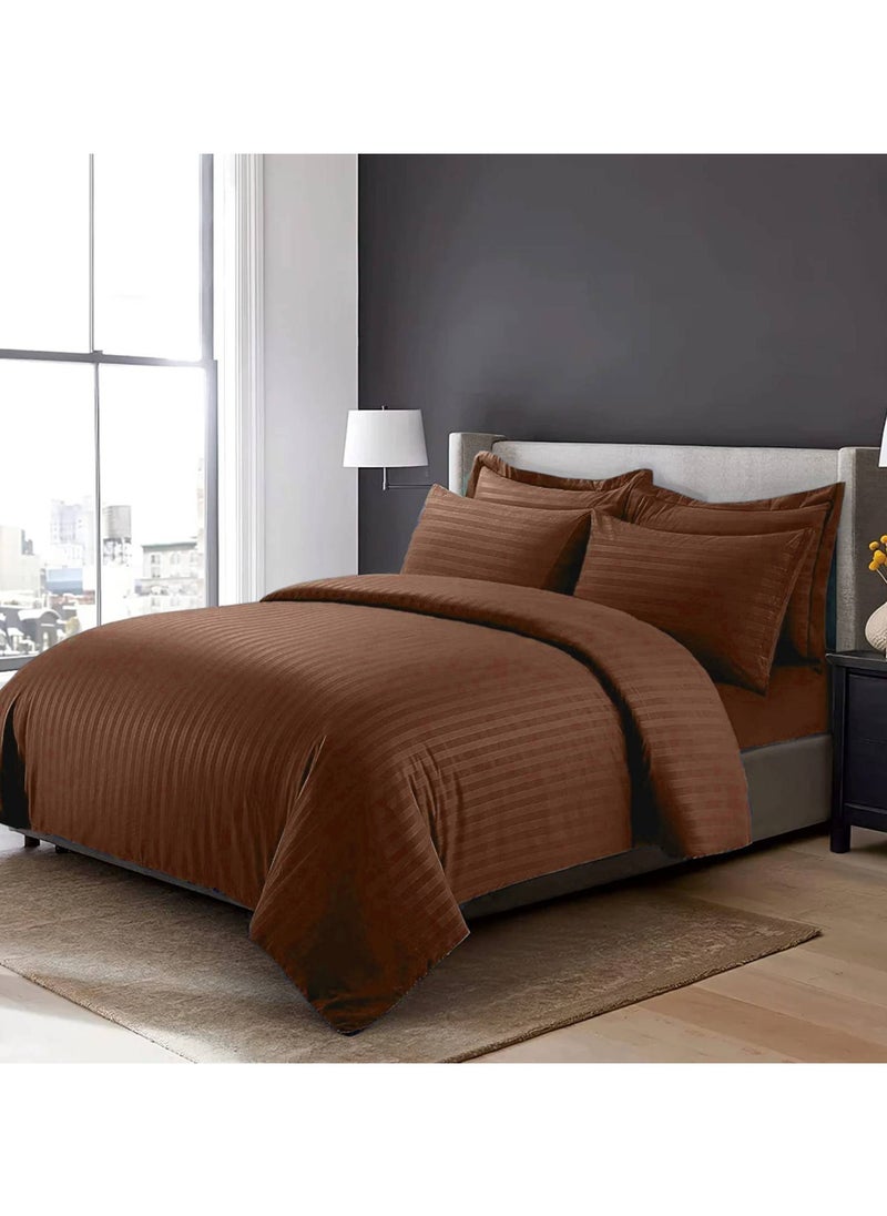 MAXQON 6-Piece Duvet Cover Set – Includes 1 Duvet Cover, 1 Fitted Sheet & 4 Pillowcases – King/Queen/Single Sizes, Color Brown  - Image 2