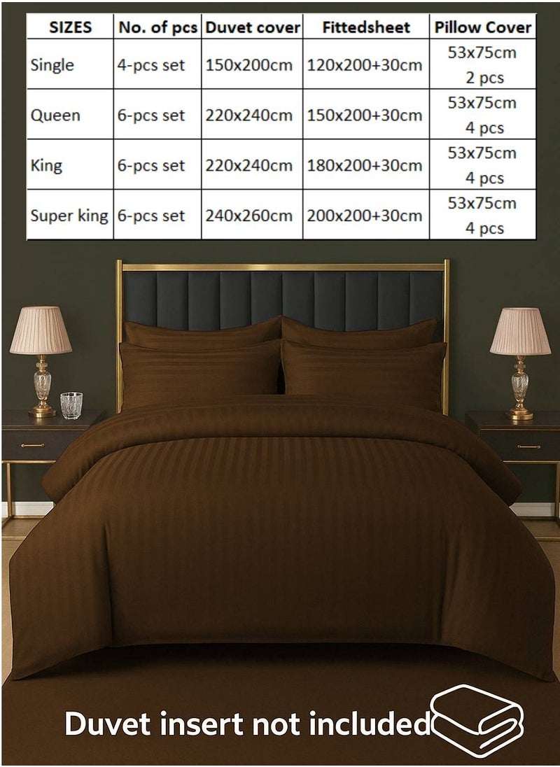 MAXQON 6-Piece Duvet Cover Set – Includes 1 Duvet Cover, 1 Fitted Sheet & 4 Pillowcases – King/Queen/Single Sizes, Color Brown  - Image 4