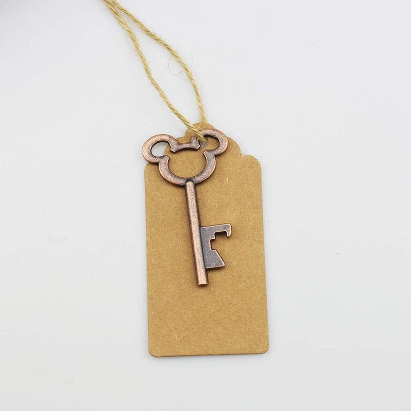 XONOR 50Pcs Vintage Skeleton Key Bottle Openers with 50pcs Escort Card Tag and Twine for Wedding Party Favors Rustic Decoration (Copper) - Image 4