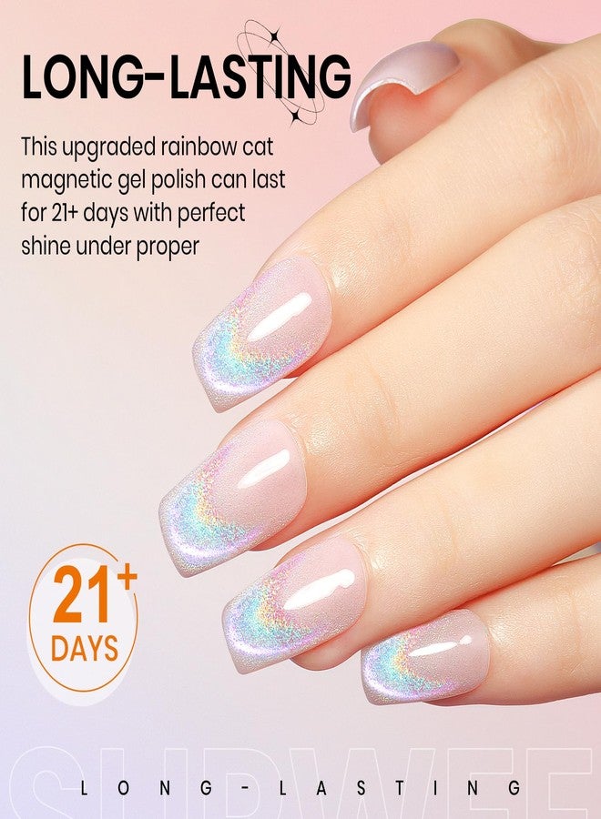 SUPWEE Rainbow Cat Eye Gel Polish - 15ml Holographic 9D Cat Eye with Magnetic Stick for a Glittery Iridescent Galaxy Effect Soak Off UV Lamp Perfect for Nail Art & DIY Manicures at Home - Image 5