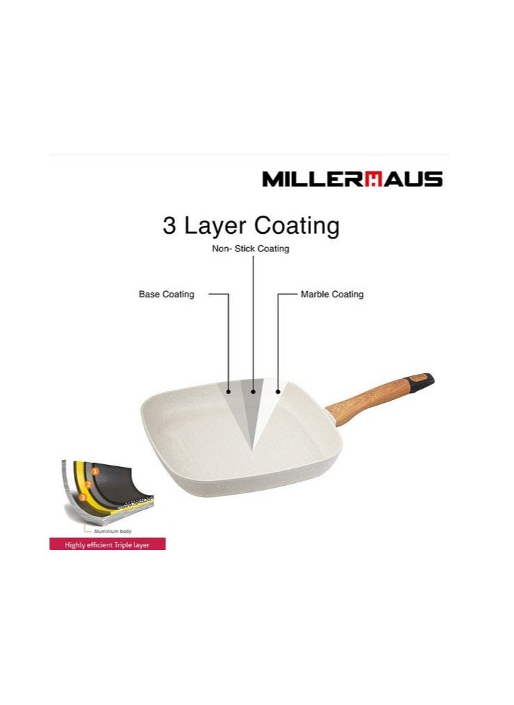 MILLERHAUS MILLERHAUS Aluminum Square Fry Pan Marble Non-Stick Coating, 28cm x 28cm x 4.2cm, MH-4510  - Image 2