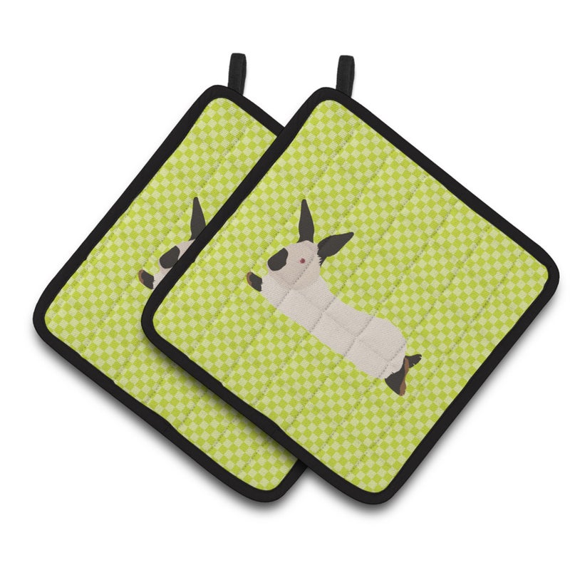 Caroline's Treasures ""Caroline's Treasures California White Rabbit Green Decorated Pot Holder  7.5"""" x 7.5"""""" 
