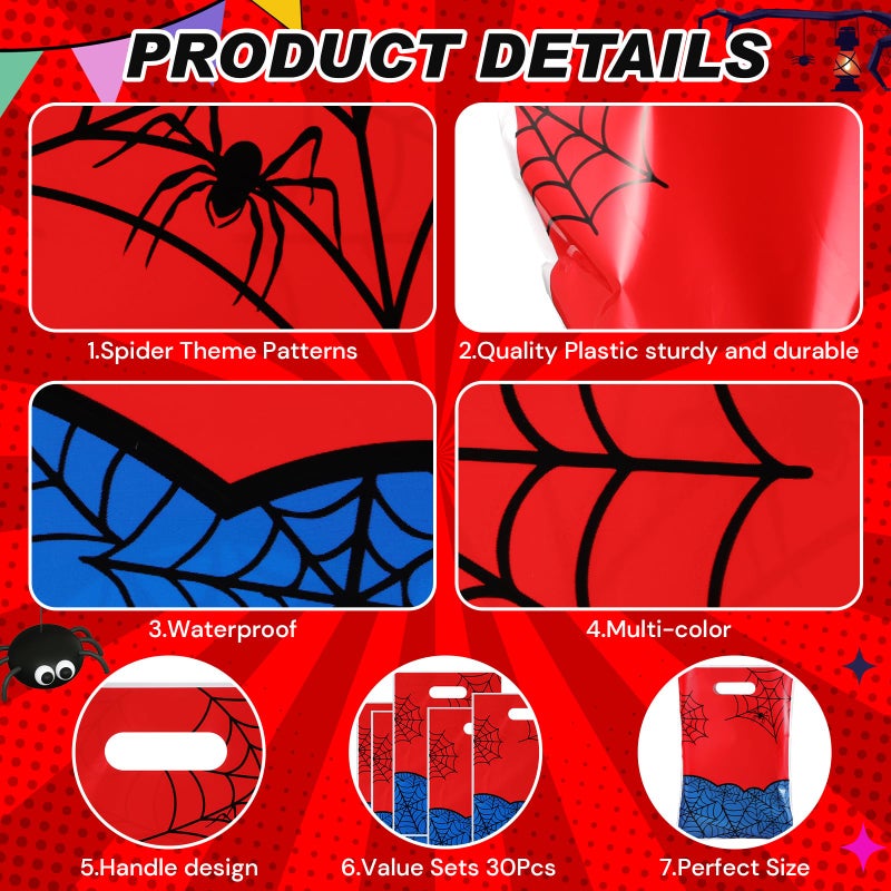 Eccliy 30 Pcs Spider Party Favors Bags Cartoon Candy Gift Bags for Spider Theme Birthday Party Decorations Goodie Supplies - Image 3