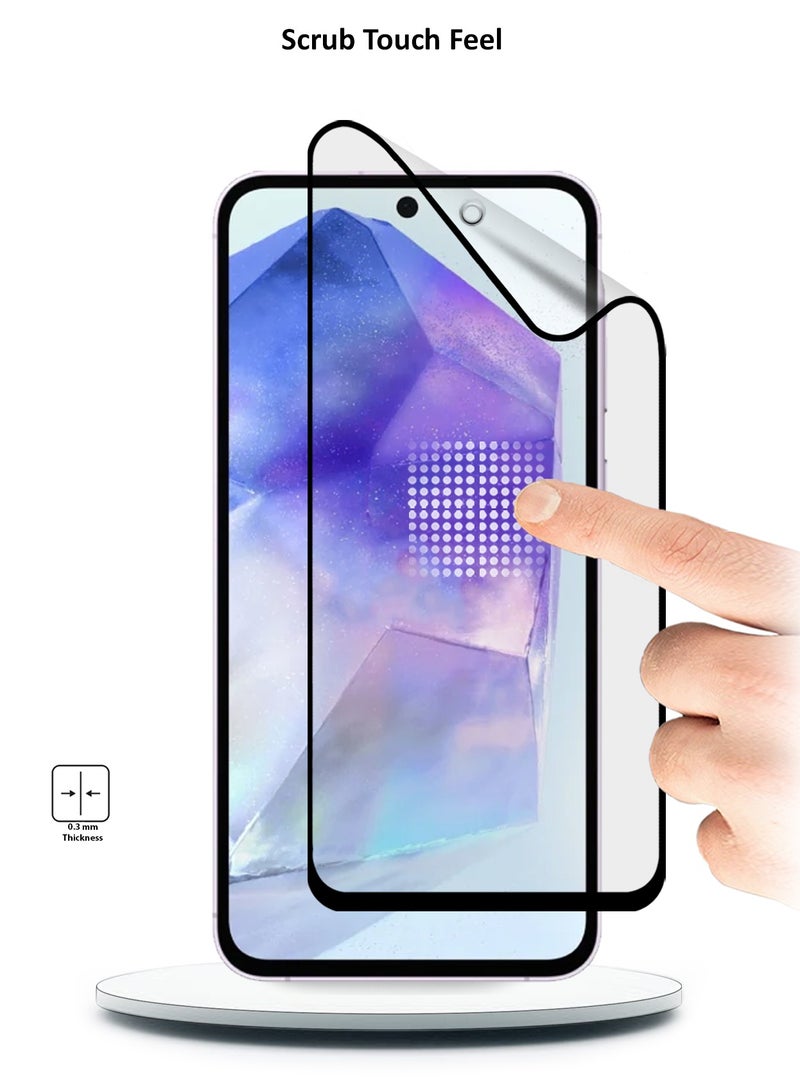 دبليو تيك سامسونج جالاكسي A55 5G 2024 نانو سيراميك كامل الغراء غطاء كامل واقي شاشة مرن غير لامع (MSCNMN) - شفاف / أسود - Image 3