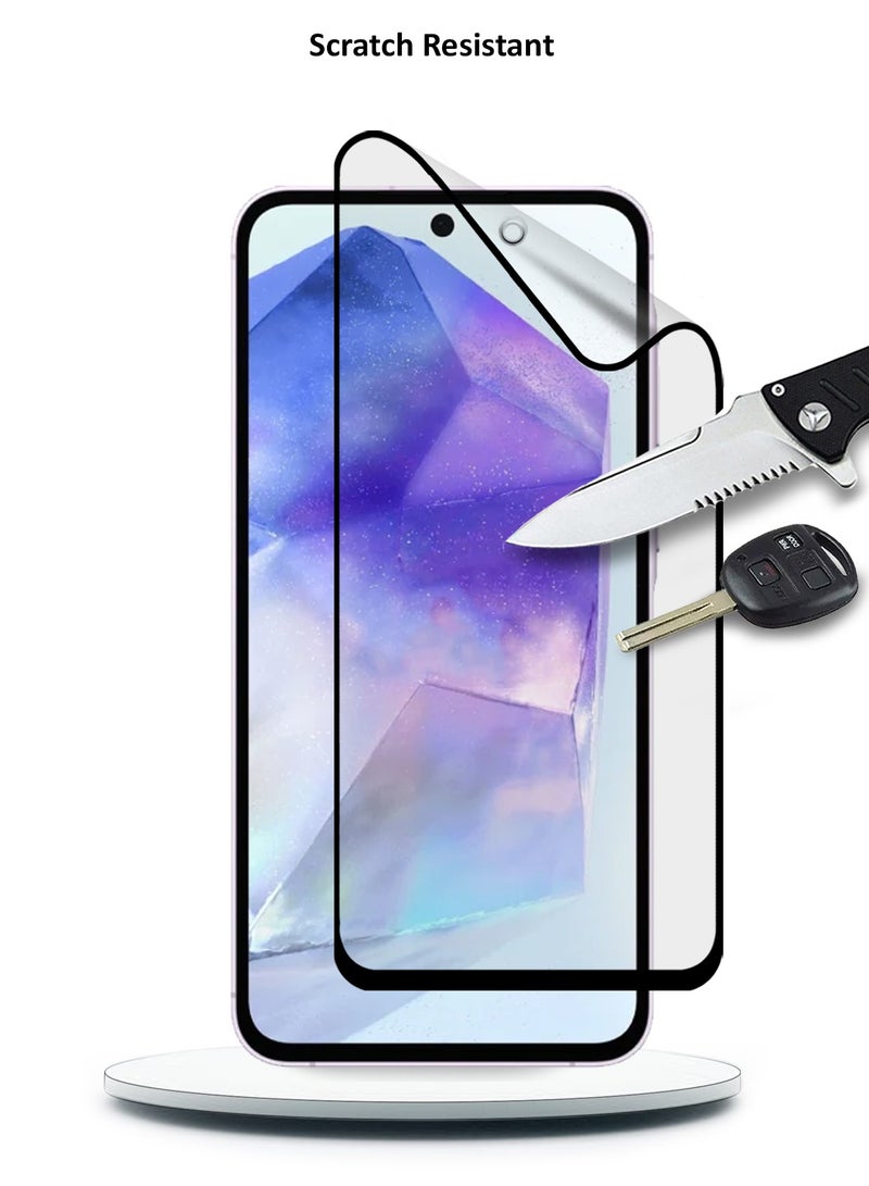 دبليو تيك سامسونج جالاكسي A55 5G 2024 نانو سيراميك كامل الغراء غطاء كامل واقي شاشة مرن غير لامع (MSCNMN) - شفاف / أسود - Image 5