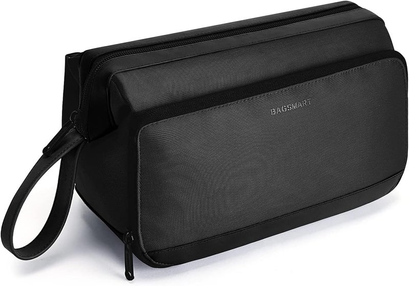 BAGSMART BAGSMART Toiletry Bag for Men, Wide Opening Travel Toiletry Bag for Men, Dopp Kit Water Resistant Shaving Hygiene Bag for Bathroom Shower, Travel Size Toiletries, Travel Essentials, Black 