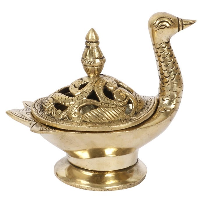 BRASS DUCK SHAPE DHOOP DANI CAN BE USED AS INCENSE KAPOOR LOBAN BURNER GOLD COLOR HEIGHT 5 INCH 6500 GM