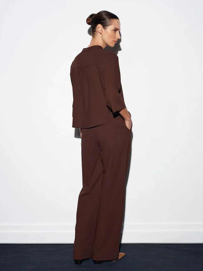 ديلفين Dilvin Women's Wide-Leg Crepe Trousers
