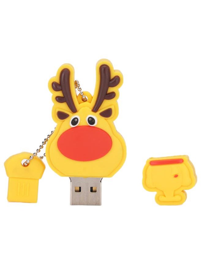 Thoraya Yellow Christmas Deer USB2.0 U disk 2GB/32GB/64GB/128GB with keychain thumb drive storage device memory stick flash drive 32GB  - Image 1
