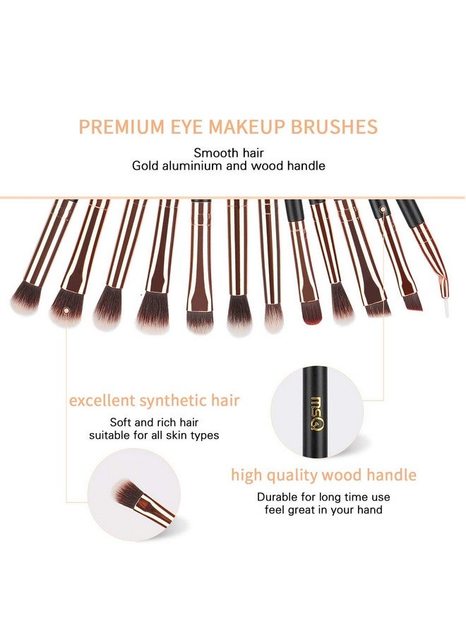 MSQ Eye Makeup Brushes 12Pcs Rose Gold Eyeshadow Makeup Brushes Set With Soft Synthetic Hairs & Real Wood Handle For Eyeshadow, Eyebrow, Eyeliner, Blending(Without Bag) - Image 2