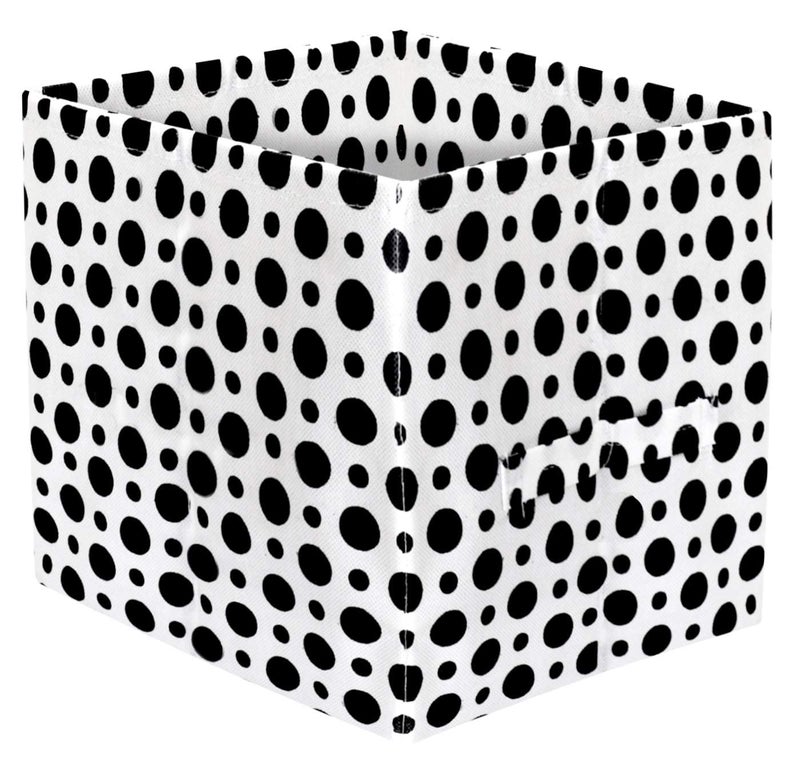Kuber Industries Kuber Industries Polka Dot Print Foldable Storage Cube Box|Drawer Wardrobe Organizer for Clothes|Closet Organizer for clothes, Toys, Books|Basket Bins Container (White)  - Image 1
