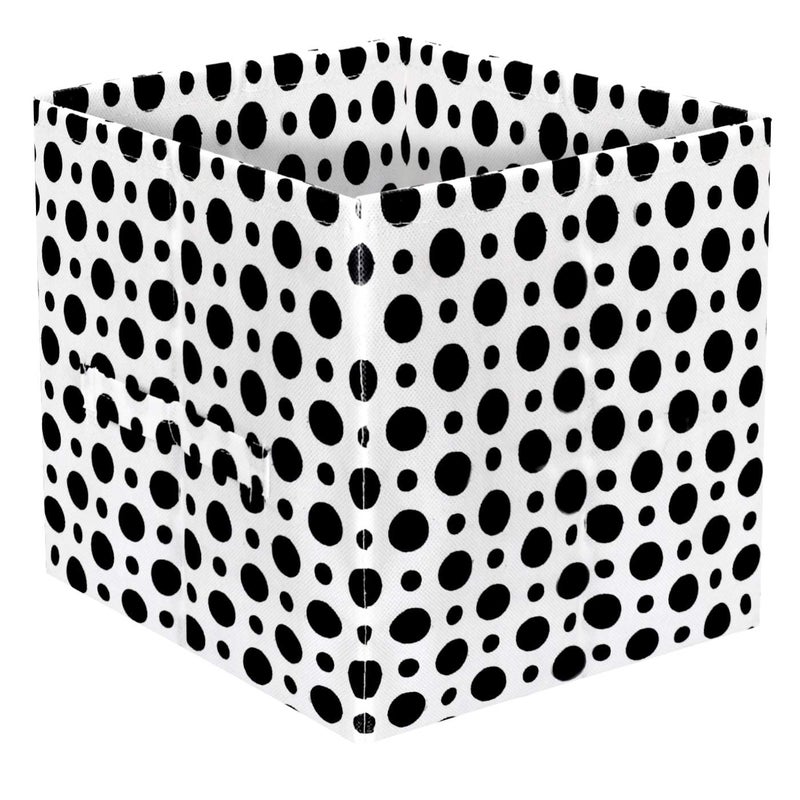 Kuber Industries Kuber Industries Polka Dot Print Foldable Storage Cube Box|Drawer Wardrobe Organizer for Clothes|Closet Organizer for clothes, Toys, Books|Basket Bins Container (White)  - Image 4