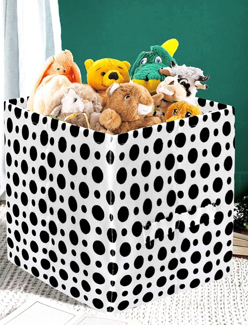 Kuber Industries Kuber Industries Polka Dot Print Foldable Storage Cube Box|Drawer Wardrobe Organizer for Clothes|Closet Organizer for clothes, Toys, Books|Basket Bins Container (White)  - Image 2