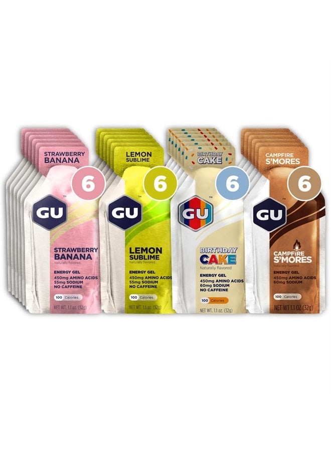 GU Energy Original Sports Nutrition Energy Gels, 24-Count, Vegan, Gluten-Free, Kosher, and Dairy-Free On-the-Go Energy for Any Workout, Assorted Caffeine-Free Flavors Variety Pack - Image 1