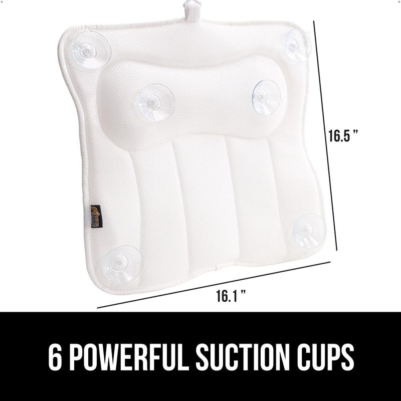 GORILLA GRIP Bath Pillow for Tub, Strong Suction Cups, Mesh FlexComfort Technology Headrest, Neck, Head and Back Support, Luxury Machine Wash Pillows, Bathtub Accessories, Spa Gifts for Women, White - Image 4