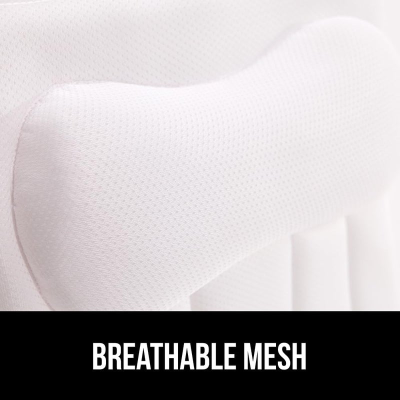 GORILLA GRIP Bath Pillow for Tub, Strong Suction Cups, Mesh FlexComfort Technology Headrest, Neck, Head and Back Support, Luxury Machine Wash Pillows, Bathtub Accessories, Spa Gifts for Women, White - Image 5